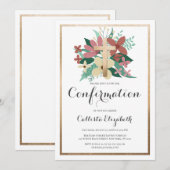 Roze Wit Goud Grens Bloemen Bevestiging Kaart (Voorkant / Achterkant)