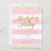 Roze Wit & Goud Hart VERJAARDAG UITNODIGINGEN (Voorkant)