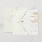 Roze Wit Goud Kruis Baby Meisje Doop Kaart (Voorkant / Achterkant)