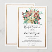 Roze Wit Goud Kruis Bat Mitswa Hebreeuwse naam Kaart (Voorkant / Achterkant)