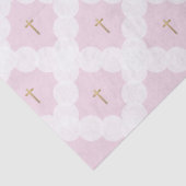 Roze Wit Goud Kruis Patroon Doop Tissuepapier (Detail)