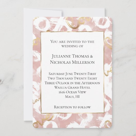 Roze Wit Goud Liefde XO bruiloft Kaart (Voorkant)