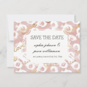 Roze Wit Goud Liefde XO bruiloft save the date (Voorkant)