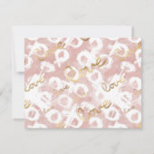 Roze Wit Goud Liefde XO bruiloft save the date (Achterkant)