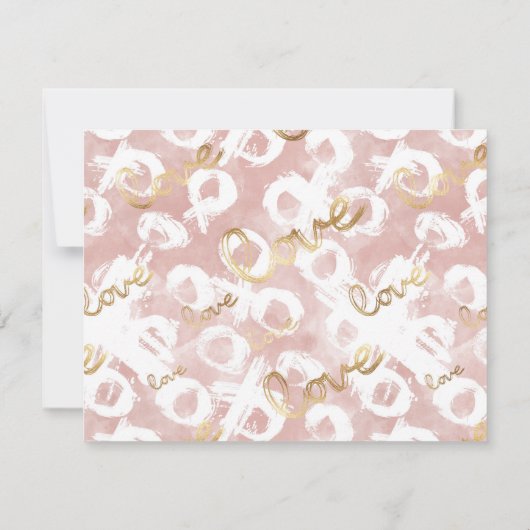 Roze Wit Goud Liefde XO bruiloft save the date (Achterkant)