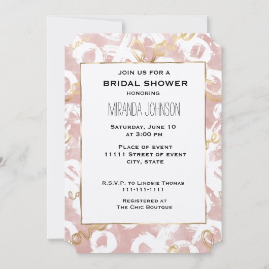 Roze Wit Goud Liefde XO Vrijgezellenfeest Kaart (Voorkant)