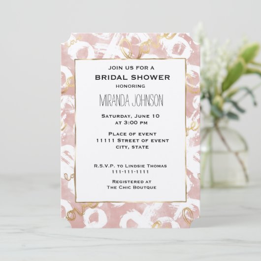 Roze Wit Goud Liefde XO Vrijgezellenfeest Kaart (Staand voorkant)