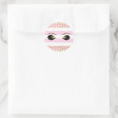 Roze Wit Goud Make-up Wimpers Beauty Party Ronde Sticker (Tas)