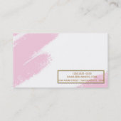 Roze Wit & Goud Modern Minimaal Roze Kwast Visitekaartje (Achterkant)