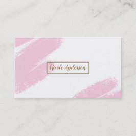 Roze Wit & Goud Modern Minimaal Roze Kwast Visitekaartje