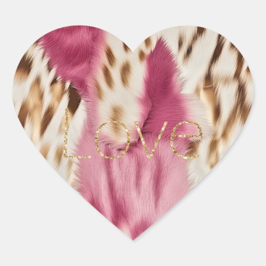 Roze Wit Goud Zuidwesten Cowgirl Glitter Liefde Hart Sticker (Voorkant)