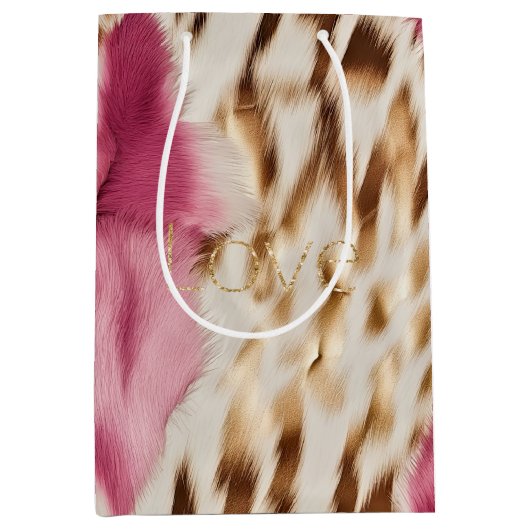 Roze Wit Goud Zuidwesten Cowgirl Glitter Liefde Medium Cadeauzakje (Voorkant)