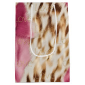 Roze Wit Goud Zuidwesten Cowgirl Glitter Liefde Medium Cadeauzakje (Achterkant)