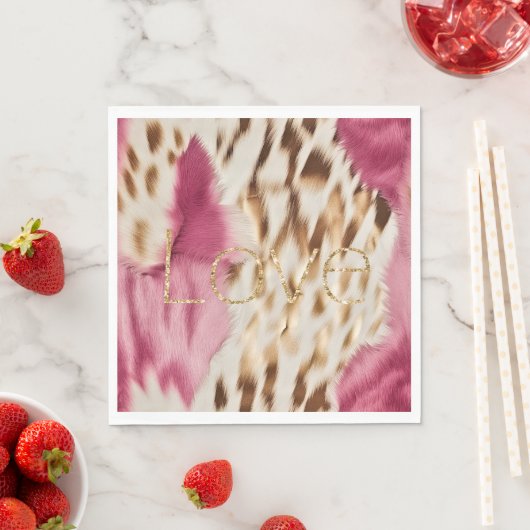 Roze Wit Goud Zuidwesten Cowgirl Glitter Liefde Servet (Insitu)