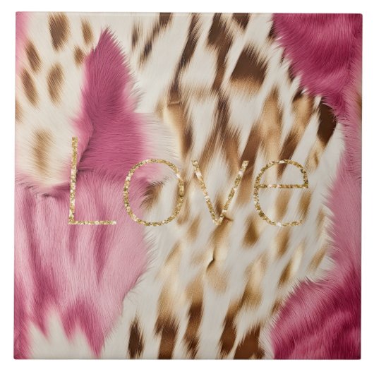 Roze Wit Goud Zuidwesten Cowgirl Glitter Liefde Tegeltje (Voorkant)