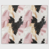 Roze Wit Goud Zwart Faux Koeienhuid Dier Cadeaupapier (Vlak)