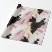 Roze Wit Goud Zwart Faux Koeienhuid Dier Cadeaupapier (Uitgerold)