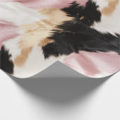 Roze Wit Goud Zwart Faux Koeienhuid Dier Cadeaupapier (Hoek)