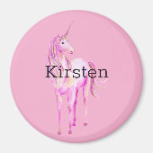 Roze Wit Gouden Eenhoorn Magneet (Voorkant)