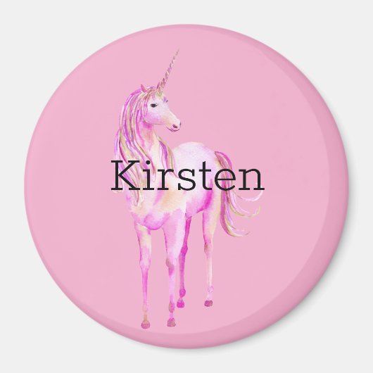 Roze Wit Gouden Eenhoorn Magneet (Voorkant)