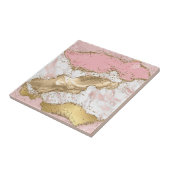 Roze Wit Gouden Mauve Glitter Marmered Agaat Tegeltje (Zijkant)