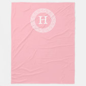 Roze Wit Grieks Sleutel RND Lijst Initiaal Monogra Fleece Deken (Voorkant)