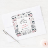 Roze Wit Grijs  Huizen Kerst stickers (Envelop)