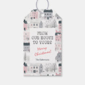 Roze Wit Grijs Kerstcadeau Label Cadeaulabel (Voorkant)