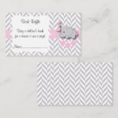 Roze, Wit Grijs Olifant Baby shower Boek Raffle Informatiekaartje (Voorkant / Achterkant)