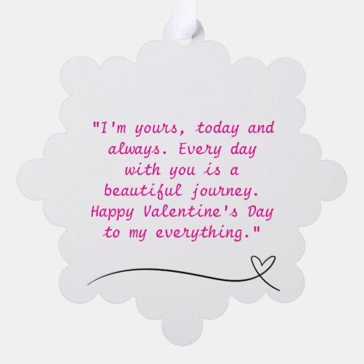 Roze Wit Groen Elegant Valentijn Ornament Kaart (Achterkant)