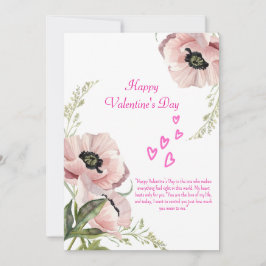 Roze Wit Groen Elegante Valentijnkaart Feestdagenkaart