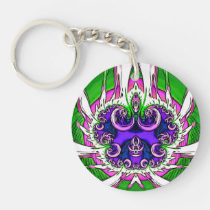 Roze wit groen Paarse Abstracte fractal ~ Sleutelhanger