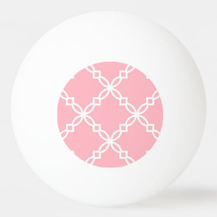 Roze Wit Groot Fancy Patroon Quatrefoil Pingpongbal