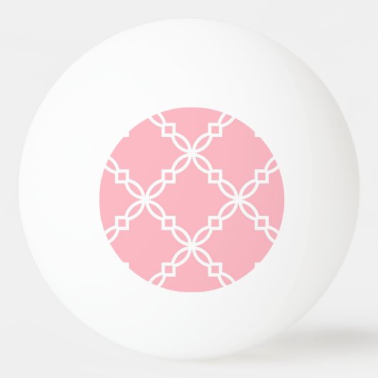 Roze Wit Groot Fancy Quatrefoil Patroon Pingpongbal (Achterkant)