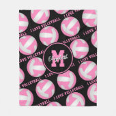 roze wit haar Ik hou van volleybal sportkamer Fleece Deken (Voorkant)
