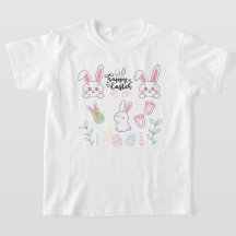 Roze & Wit "Happy Easter" Bunny T-shirt