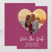 Roze & Wit Hart Knipsel Huwelijksfoto Save The Date (Voorkant / Achterkant)