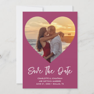Roze & Wit Hart Knipsel Huwelijksfoto Save The Date