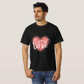 Roze Wit Hart Liefde Valentijnsdag T-shirt (Voorkant volledig)