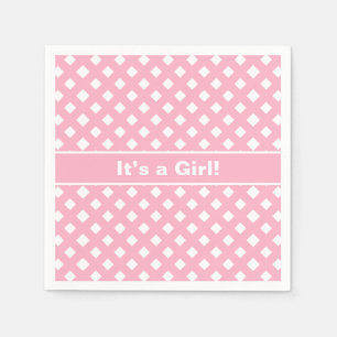 Roze & Wit Het is een Meisje Baby shower Servet
