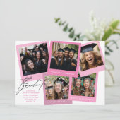 Roze Wit High School COLLAGE Foto Afstuderen Aankondiging (Staand voorkant)