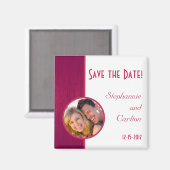 Roze/Wit Houten Graan Bruiloft Aankondiging Magnee Magneet (Voorkant / Achterkant)