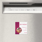 Roze/Wit Houten Graan Bruiloft Aankondiging Magnee Magneet (Insitu (Vaatwasser))