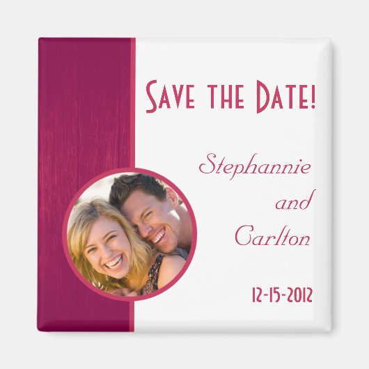 Roze/Wit Houten Graan Bruiloft Aankondiging Magnee Magneet (Voorkant)