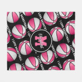 roze wit Ik hou van basketbal meisje's sportkamer Fleece Deken (Voorkant (Horizontaal))