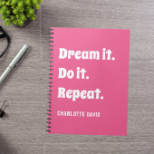 Roze wit inspirerend quote Dream it do it Notitieboek