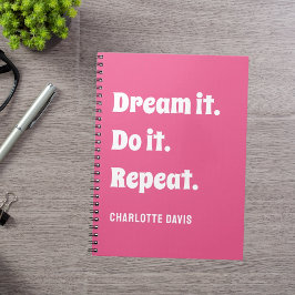 Roze wit inspirerend quote Dream it do it Notitieboek
