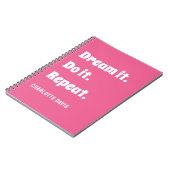 Roze wit inspirerend quote Dream it do it Notitieboek (Linkerzijde)