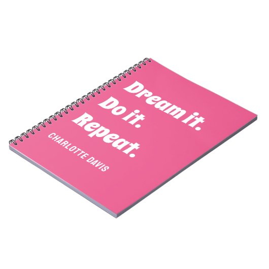 Roze wit inspirerend quote Dream it do it Notitieboek (Linkerzijde)