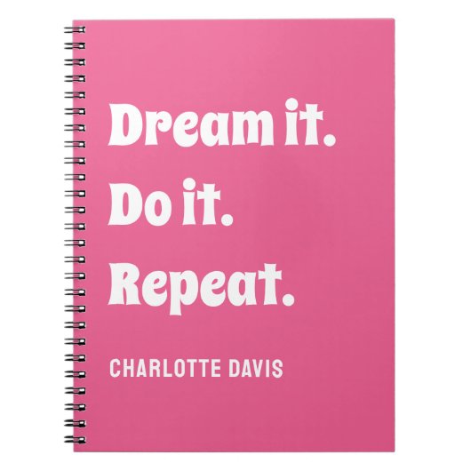 Roze wit inspirerend quote Dream it do it Notitieboek (Voorkant)